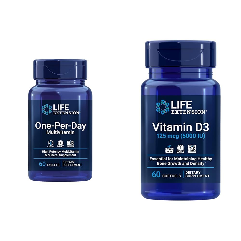 Prolongation de la durée de vie Multivitamine par jour – emballée avec plus de 25 vitamines, minéraux et extraits de plantes et vitamine D3 125 mcg (5000 UI), santé des os, performance cérébrale, système immunitaire