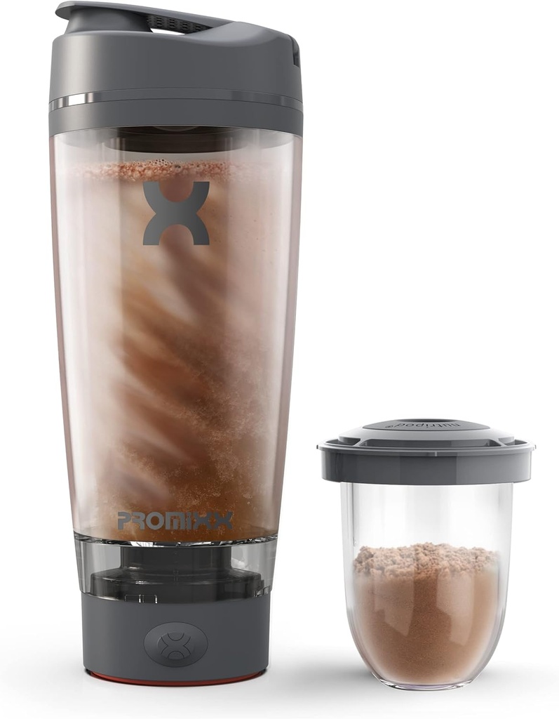 Promixx Pro Shaker Bouteille Rechargeable, Powerful pour Smooth Protein Shakes comprend le stockage de supplément - BPA Sans 20oz Cup (Graphite Gray)