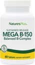 Natures Plus Complexe Mega B150, libération prolongée - 60 comprimés végétariens - Supplément de vitamine complexe de la puissance maximale B - Sans gluten - 60 portions