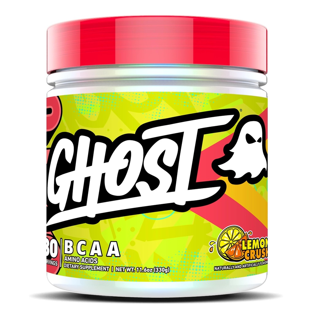 Supplément d'acides aminés en poudre de la BCAA GHOST, Crush citron - 30 portions - Sans sucre intra, post et pré-entraînement Amino poudre et boisson de récupération, 7G BCAA