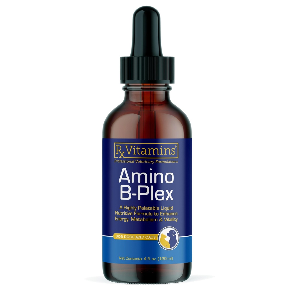 Rx Vitamines Amino B Plex Supplément chat et chien - Vitamine B Complexe Liquide Plus Acides aminos pour chiens et chats - Améliore et gain de poids Vitamines chat et chien - 4 oz
