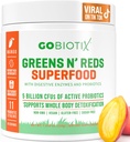 GOBIOTIX Super Greens and Reds Powder - Red and Green Superfood - Supplément probiotique - Enzymes digestifs et poudre de racine de betterave - Complément alimentaire biologique entier (Mango, 1 paquet)