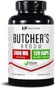 Healthfare Butchers Broom Supplement (en anglais seulement) Capsules Extract 2400mg (en anglais seulement) 120 pilules végétariennes (en anglais seulement) Supplément de racine à base de plantes Premium (en anglais seulement)