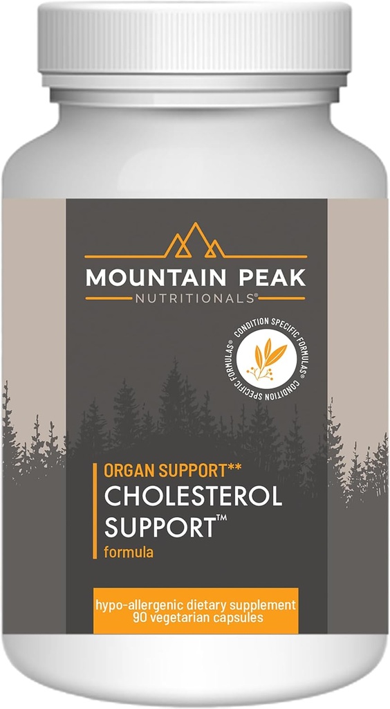 Supplément de soutien au cholestérol de Mountain Peak Nutritionals - avec extrait d'artichaut, CoQ10 et riz de levure rouge - formule végétale soutient la santé cardiaque et les niveaux de lipides sains (90 capsules végétariennes)