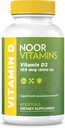 Noor Vitamines Vitamine halal D, Vitamine halal D3, 5000 UI Softgels, soutient la santé osseuse, immunitaire et cardiaque, de l'huile de carthame à maximiser l'absorption, non-OGM, sans gluten et halal (60 comte)...
