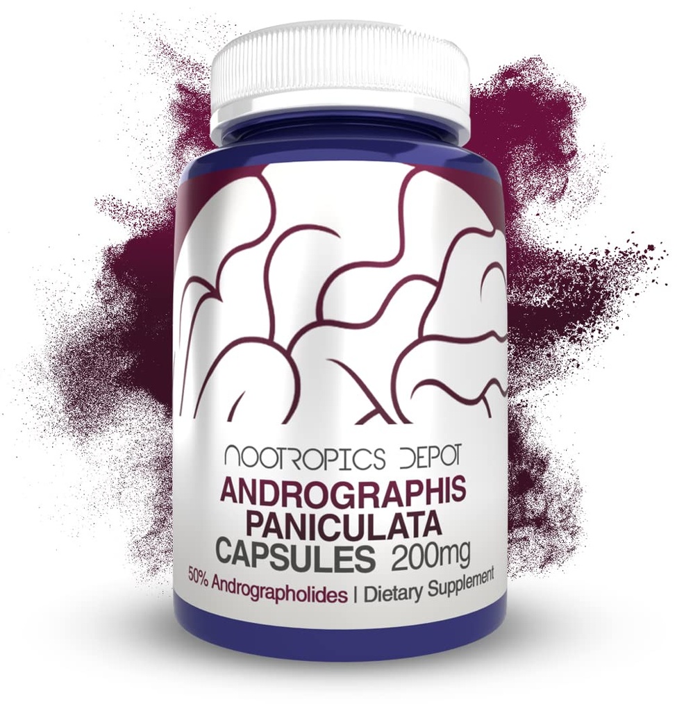 Andrographis paniculata Capsules $ 200mg $ 60 Count $ 50% Andrographolides $ Soutient la fonction immunitaire $ Soutient la fonction cellulaire