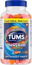 TUMS Chewy Bites Tablettes antiacides à mâcher pour le soulagement des brûlures d'estomac ultra-fortes, idéal pour un barbecue d'été- Fruits mélangés - 200 Compte