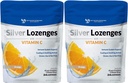 Silver Lozenges with Vitamin C - Premium Nano Silver 60 PPM Colloidal Silver, Organic Honey and Vitamin C Mineral Supplement Drops to Support Immune System, Soothe Cough & Throat - Pack of 2