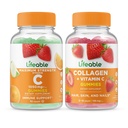 Vitamine C à vie 1050mg + Collagène et vitamine C, Gommies - Grande dégustation, supplément de vitamine, sans gluten, sans OGM, gommy à croquer