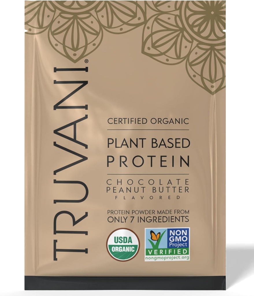 Truvani Poudre de protéines de pois végétaliens au chocolat Beurre d'arachides 20g Protéine biologique à base de plantes
