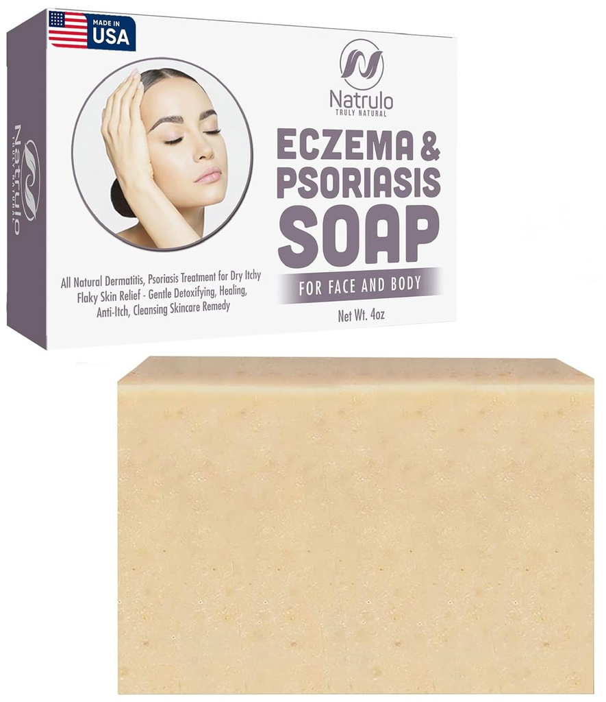 Barre de savon d'eczéma pour le visage et le corps – toutes les dermatites naturelles, traitement du psoriasis pour le soulagement de la peau sèche démangeaison flasque – douce détoxification, guérison, anti-démangeaison, soin nettoyant – Barre de savon d'eczéma