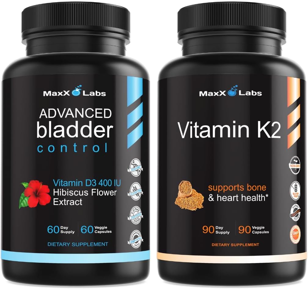 Supplément de contrôle avancé pour les femmes et les hommes 60 capsules + supplément de vitamine K2 - Vitamine pleine spectre K2 MK7, MK4 et calcium - 90 capsules