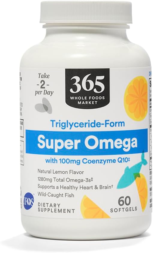 365 par Marché des aliments entiers, Super Omega + CoQ10, 60 Nombre