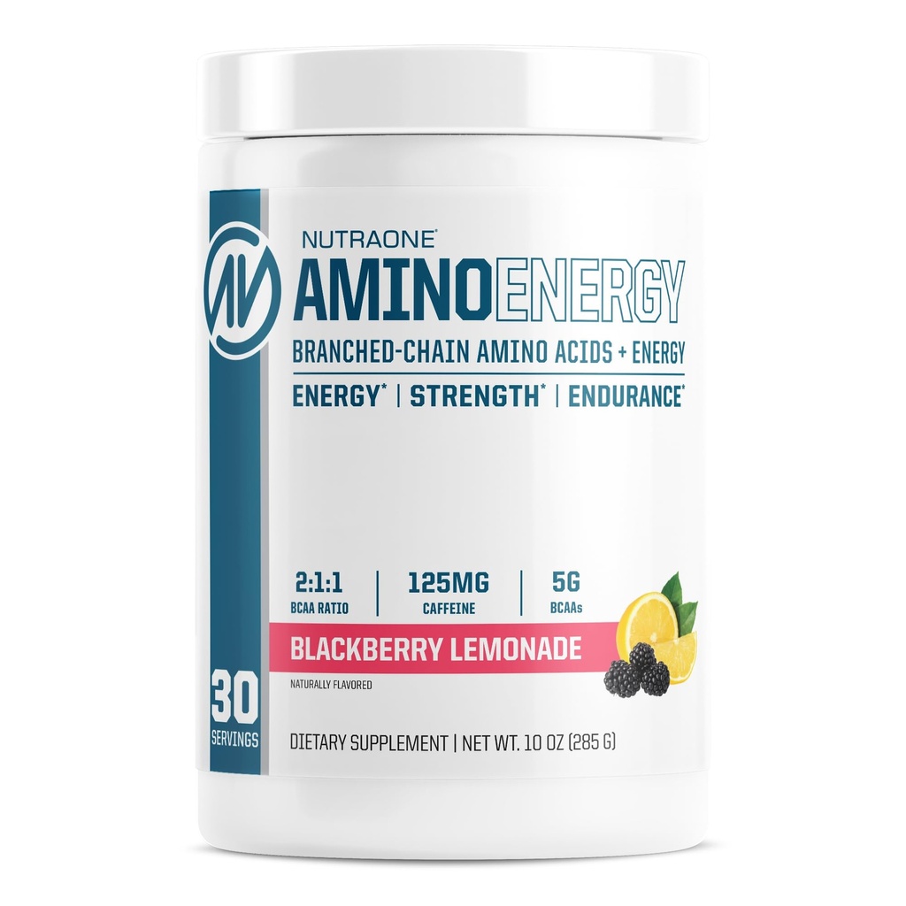 NutraOne Amino Energy BCAA Powder Pre-Workout Supplément avec les acides aminés à chaîne ramifiée de caféine pour aider à la récupération et au combustible* (Lémonade de Bry - 30 portions)