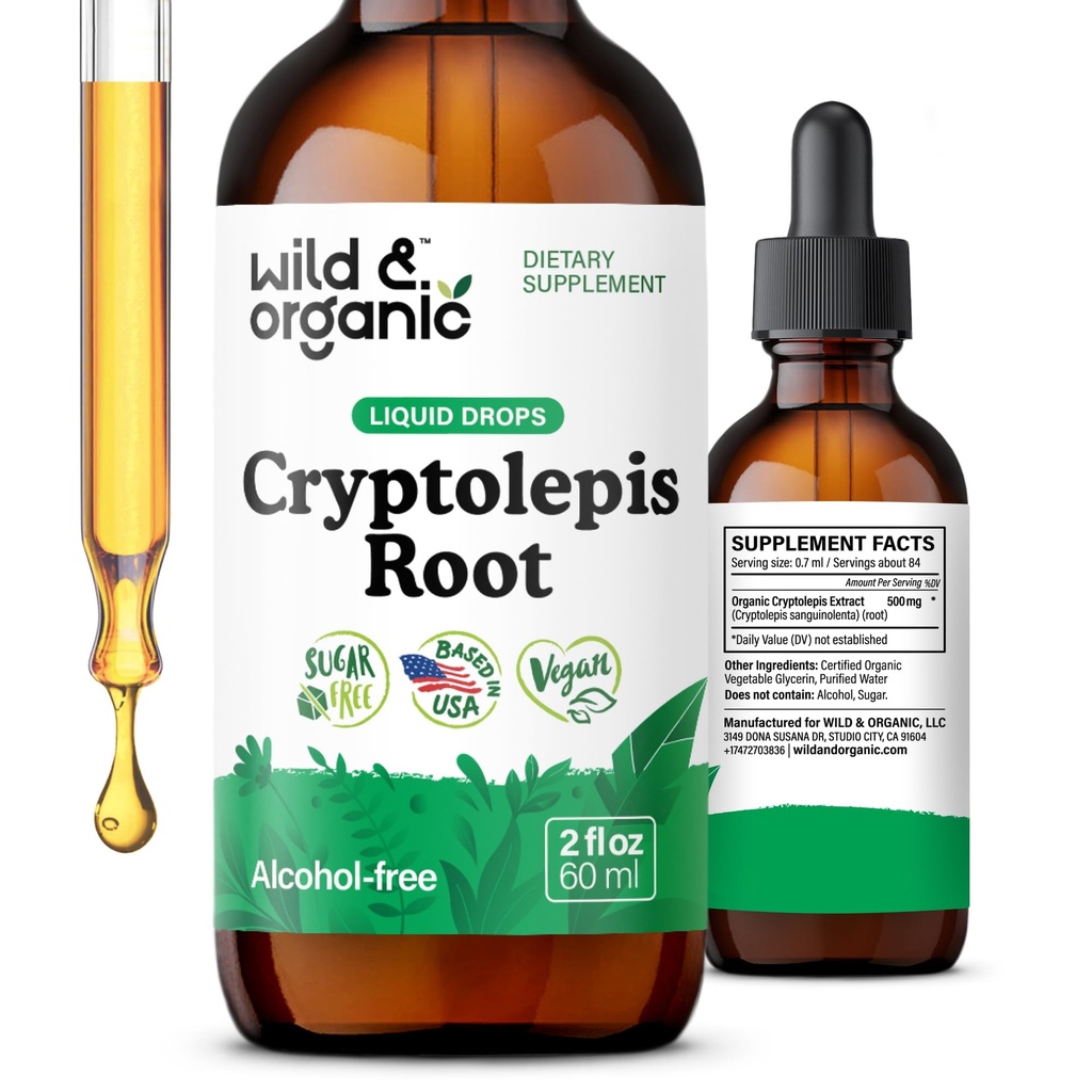 Cryptolepis sauvage et biologique Teinture de Sanguinolenta - Supplément de soutien de détox et immunitaire - 1 mois d'approvisionnement - Cryptolepis extrait gouttes liquides - végétalien, sucre et sans alcool - 2 fl oz