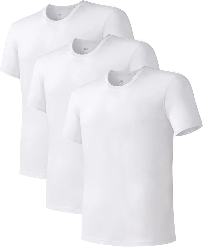 Sous-vêtement homme DAVID ARCHY Bamboo Rayon T-Shirts cou d'écume à l'humidité pour hommes, 3 ou 5 Pack
