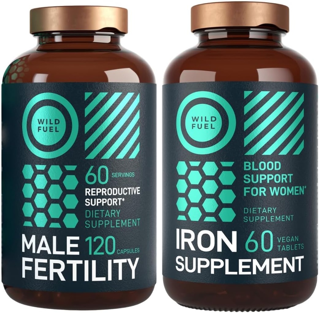 Supplément de fertilité masculine WILD FUEL et pilules de fer avec fer folique et groupe prénatal