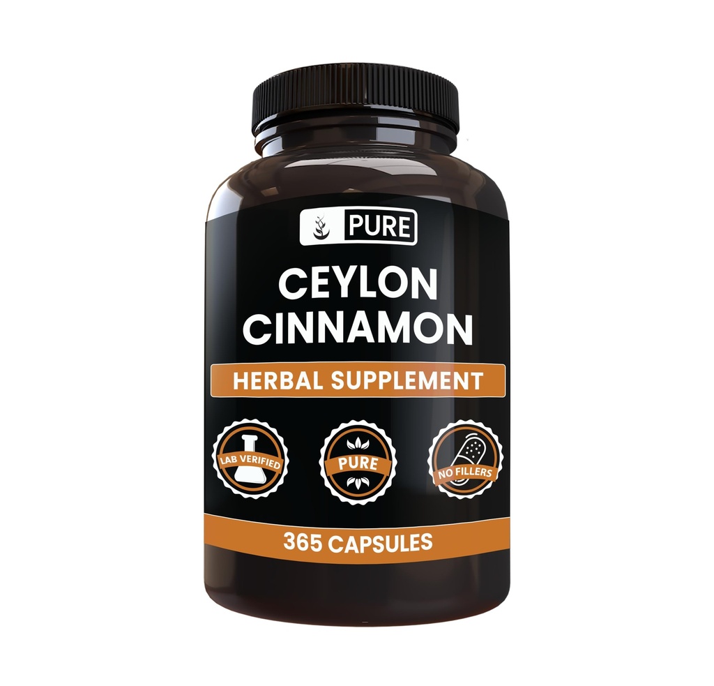 Ingrédients originaux purs Ceylan Cinnamon (365 Capsules) Pas de magnésie ou de farine de riz