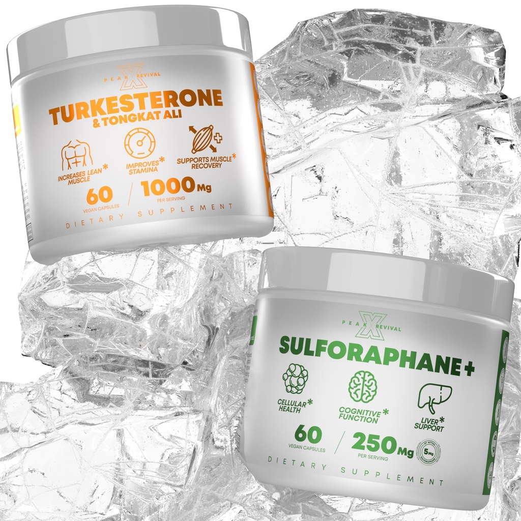 Turkestérone et Tongkat Ali Real Lab-Verified Sulforaphane Supplément, Ajuga Turkestanica Par Serving Augment Stamina - (60 Capsules)