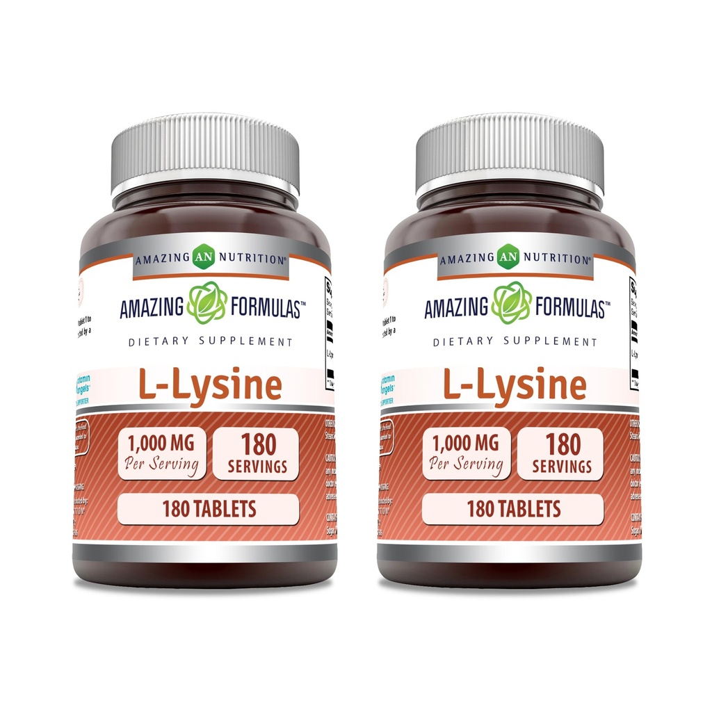 Formules étonnantes L-Lysine 1000mg Acid Comprimés Suppléments Amino-Acide Non-GMO (100 mg)