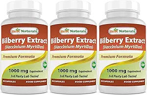 Meilleurs naturels Bilberry 1000 Mg 90 Capsules (90 Compte (paquet de 3))