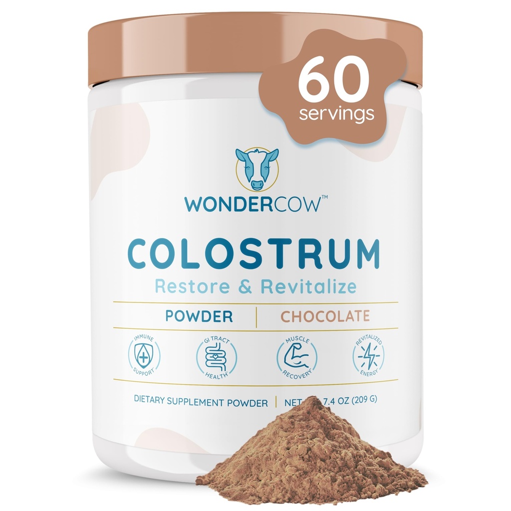 WONDERCOW Colostrum supplément poudre pour la santé de Gut, le soutien immunitaire, la récupération musculaire et le bien-être