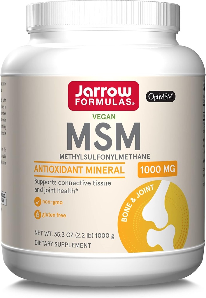 Jarrow Formules® MSM poudre, méthylsulfonylméthane, 1000mg, minéral antioxydant, supplément de santé articulaire et support de peau, 2,2 lbs, approx. 1000 services