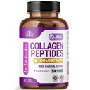 Peptides de collagène pour les femmes atteintes de colostrum, de biotine et de kératine - Type I, II, III, V, X - 5X Absorption supérieure - Vitamines de la peau et des ongles des cheveux - Collagène pour les femmes - Pinces de collagène - 60 Capsules