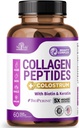 Peptides de collagène pour les femmes atteintes de colostrum, de biotine et de kératine - Type I, II, III, V, X - 5X Absorption supérieure - Vitamines de la peau et des ongles des cheveux - Collagène pour les femmes - Pinces de collagène - 60 Capsules
