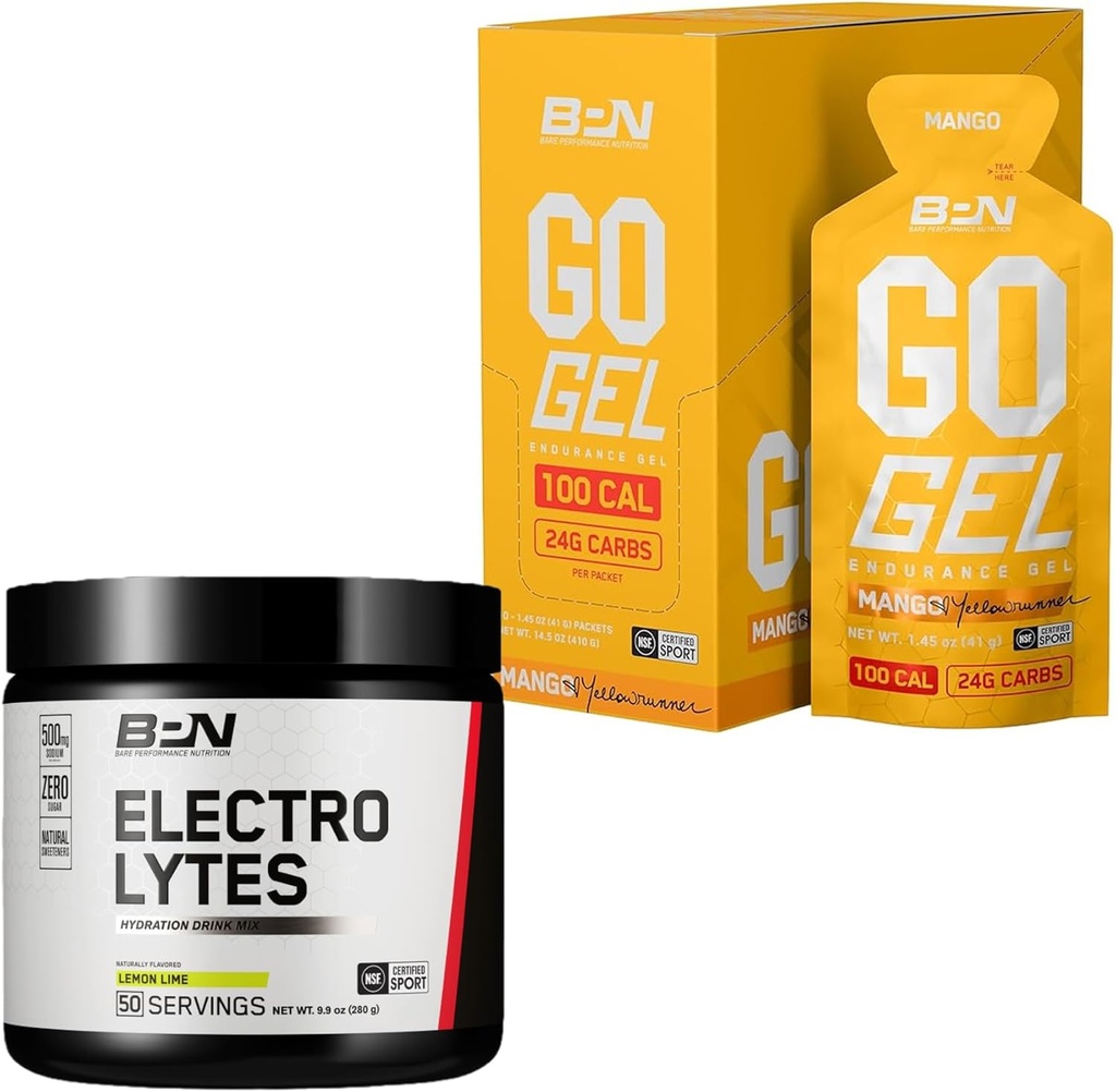 BARE PERFORMANCE NUTRITION BPN Electrolytes Hydration Drink Mix & Go Gel Endurance Gel Mango Bundle