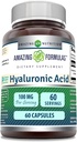 Formules étonnantes Acide hyaluronique Supplément 100 Mg de capsules sans OGM Fabriqué aux États-Unis (1 Pack, 60 Compte)