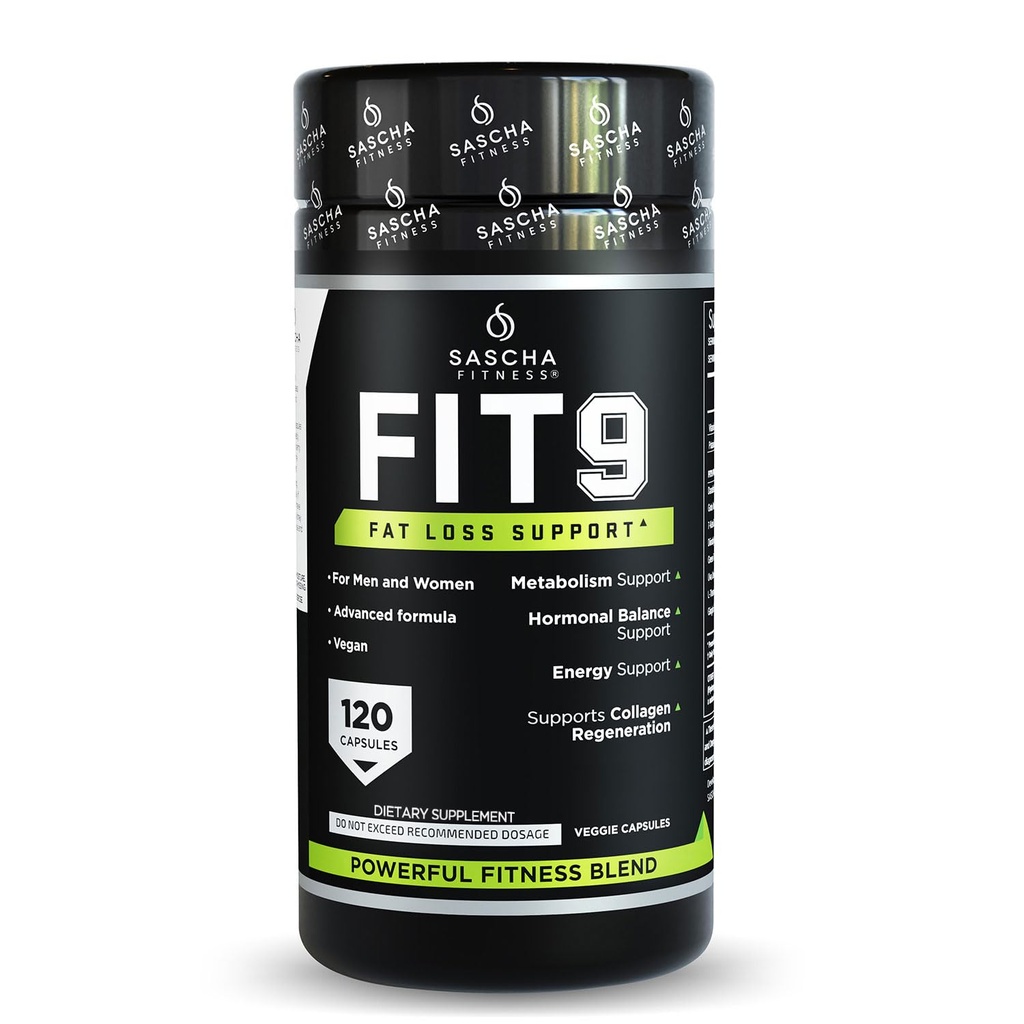 Sascha Fitness pilules de perte de graisse de collagène support de fluide de collagène d'équilibre de liquide d'équilibre de FIT9 Ingrédients: 7Keto + Uva Ursi, Gotu Kola, L-Theanine, Gingko Biloba, DIM, thé vert de poids suppléments de perte-Vegan-120