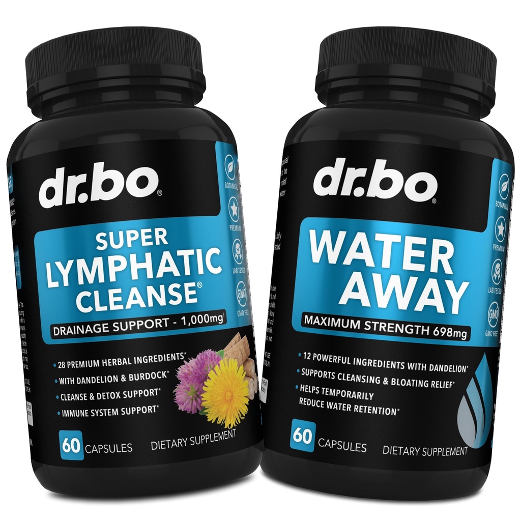 Lymphatic Drainage Supplements Pills & Water Away - Lymphatic Support Total Herbal Cleanse Products & Natural Water Pills Diuretics for Retention - Lymph Node Detox Cleanse System Drainage