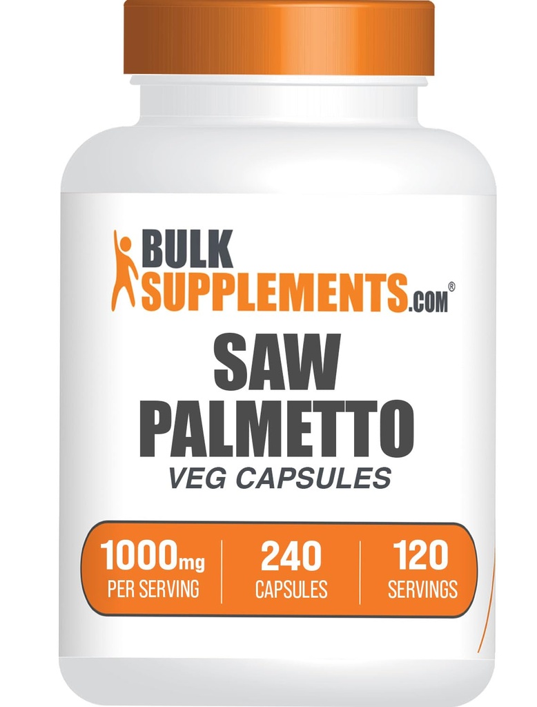 BulkSupplements.com Saw Palmetto Extract Capsules - Serenoa Repens, Saw Palmetto Supplément - Sans gluten, 2 capsules par portion, Compte (paquet de 1)
