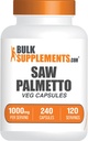 BulkSupplements.com Saw Palmetto Extract Capsules - Serenoa Repens, Saw Palmetto Supplément - Sans gluten, 2 capsules par portion, Compte (paquet de 1)