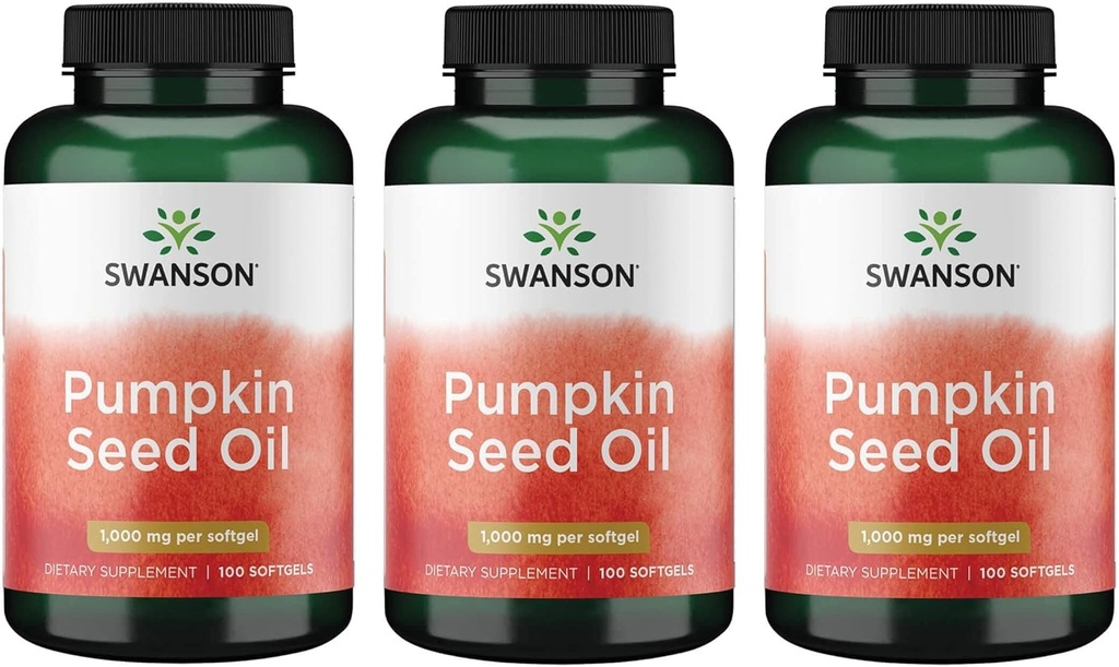 Swanson Huile de graines de citrouille Supplément combiné à base de plantes 1000 mg 100 Capsules Softgel (3 Pack)