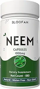 Capsules de Neem Leaf 1000mg.Azadirachta Indica Poudre naturelle de Neem Leaf.