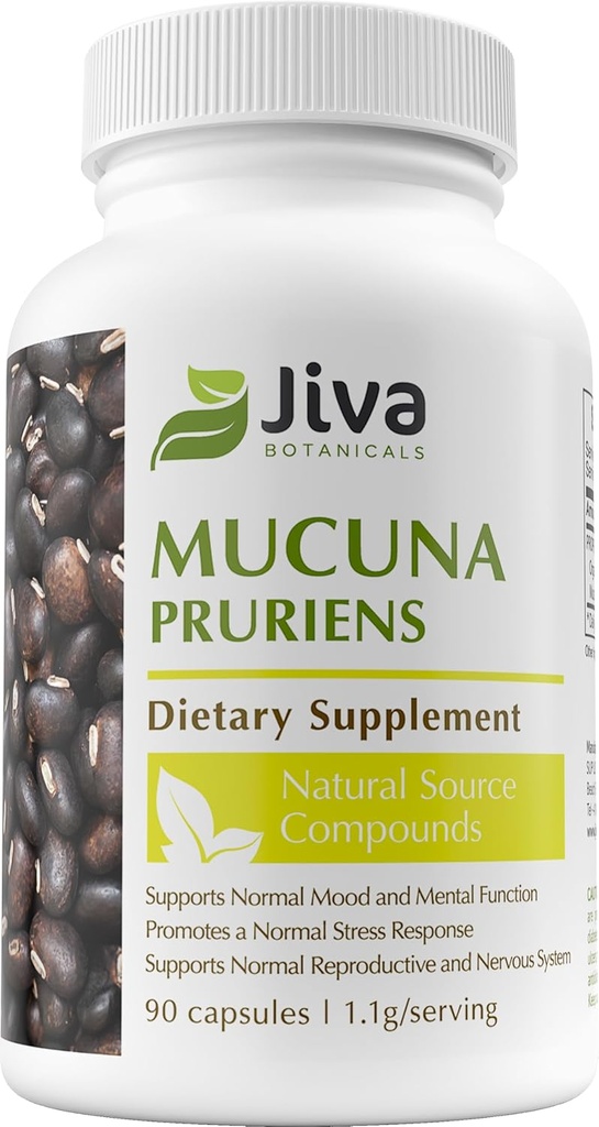 Jiva Botanicals - Mucuna Pruriens Capsules- Haricots à velours - Mucuna Pruriens Extrait en poudre - 90 Capsules