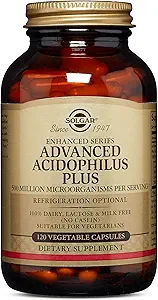 Solgar Advanced Acidophilus Plus, 120 capsules végétales - soutient la flore intestinale saine - 500 millions de microorganismes par portion - sans gluten et sans lait - végétarien - 120 portions