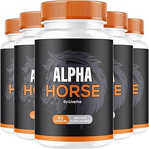 (5 Pack) Alpha Horse, Alpha Horse Pills for Men, Alpha Horse Capsules, Alpha Horse Supplement, Alpha Horse Vitamin All Natural Premium Formula, Alpha Horse Supplement Support, 300 Capsules for 5 Month
