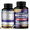 Feuille de la Cadane Moringa bio avec curcuma, boswellia, quercetin, ceylan cannelle, basilic, gingembre et poivre noir - Suppléments 8in1 - 90 Capsules de légumes pour 3 mois d'approvisionnement