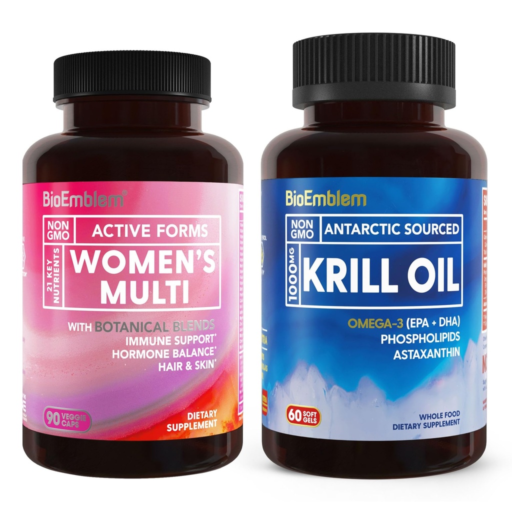 BioEmblem Antarctique Krill Oil Supplément et multivitamine des femmes