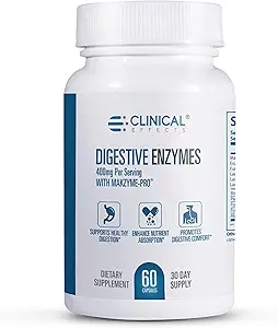 Effets cliniques Enzymes digestifs avec Makzyme-Pro - Enzyme de santé Gut et supplément probiotique pour soutenir la digestion, l'absorption des nutriments, le confort digestif - 60 capsules de supplément végétalien - États-Unis Fabriqué