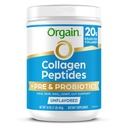 Orgain Hydrolyzed Collagen Peptides + poudre prébiotique et probiotique pour les femmes et les hommes, 20g Herbage Fed Collagen, 1 milliard CFU - soutient la santé digestive, cheveux, peau et articulations, non-OGM, type I & III, 1lb