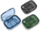 3 Pack 3 Boîte à pilules pour compartiments, Cas de pilule pour preuve d'humidité, Organisateur de pilules de voyage pour la purée de poche, Boîte quotidienne à vitamines, Boîte à huile de poisson, Boîte de supplément
