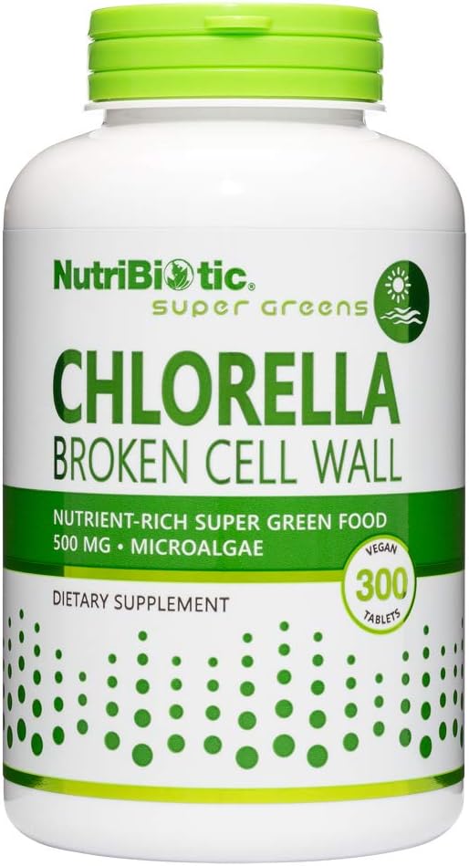 NutriBiotic- Chlorella Super Green Food 500 mg 300 Tabs.