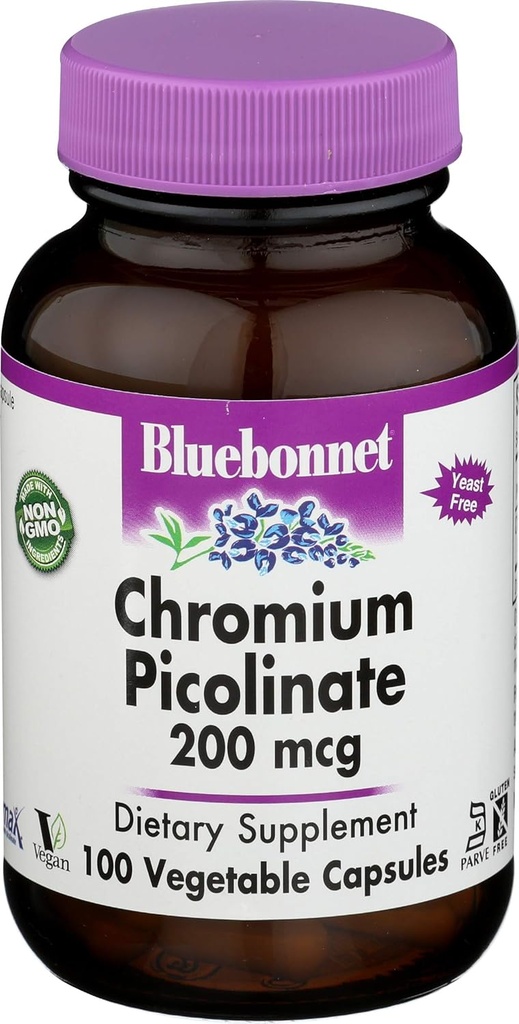 Bluebonnet Nutrition, Chromium Picolinate 200mcg, 100 Veggie Capsules