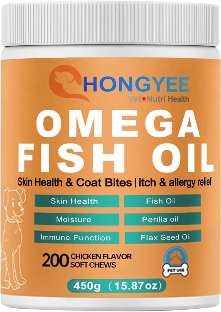 Skin & Coat Care Omega 3 Soft Chews for Pet -Fish Oil for Dogs Healthy Skin | Shiny Fur | Against itching in a Treat Format, All-in-1 Oil