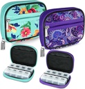 Serfeymi hebdomadaire Pill Organizer Pill Case for Purse with Amovible 7 Day Pill Box, Modeable Travel Medicine Organizer Pill Container for Medicine, Vitamine, Supplément - Vert 01 + Violet 01