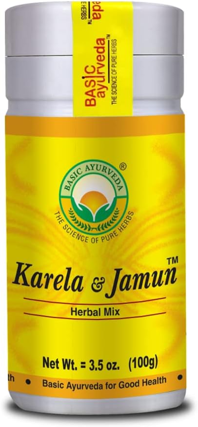 AYURVEDA DE BASE Karela Jamun Mélange à base de plantes Poudre à base de plantes 100% naturelle Gourde et mélange de prunes Java.